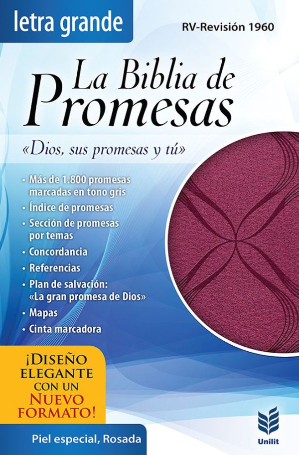 "Biblia de promesas letra grande" - Tapa piel rosa RVR60