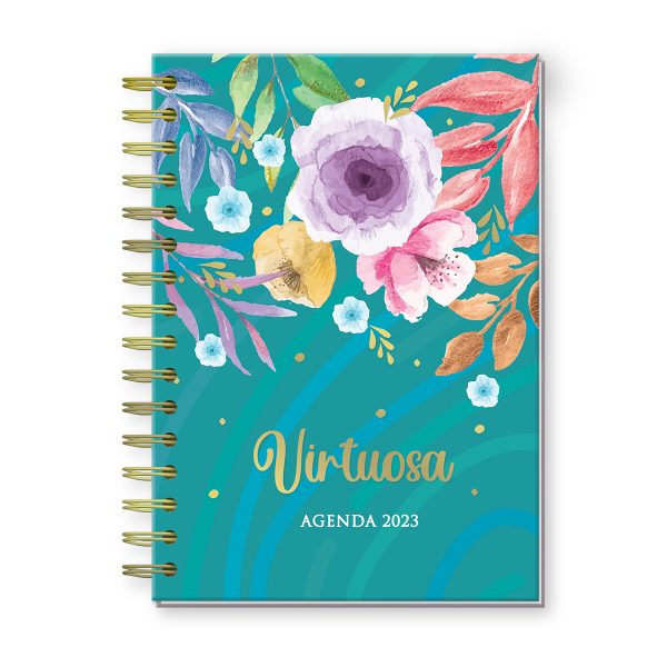 Agenda Virtuosa - espiral floreado