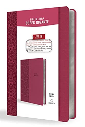 Biblia Reina Valera letra súper gigante, símil piel fucsia