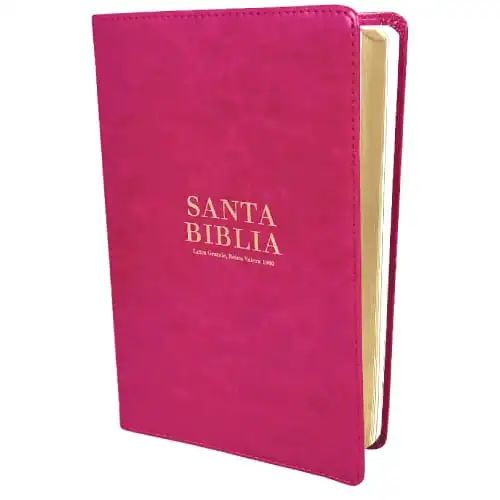 Biblia RVR60 letra grande manual tapa piel rosa