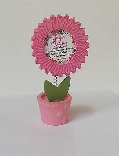 Adorno de escritorio flor color rosa Mujer virtuosa