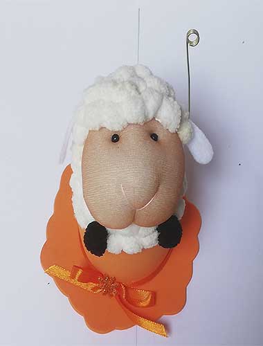 Adorno de escritorio - Ovejita con base naranja