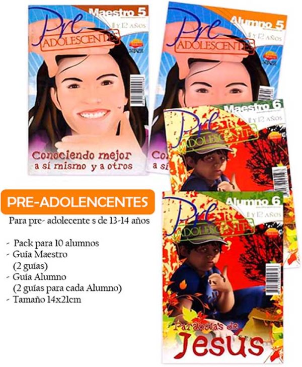 PRE ADOLESCENTES  11-12 años (N.- 5 y 6) PACK PARA 10 ALUMNOS